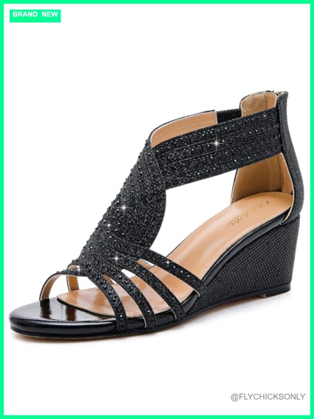Wedge Sandals Sparkly Rhinestone Dressy Wedding Party Shoes